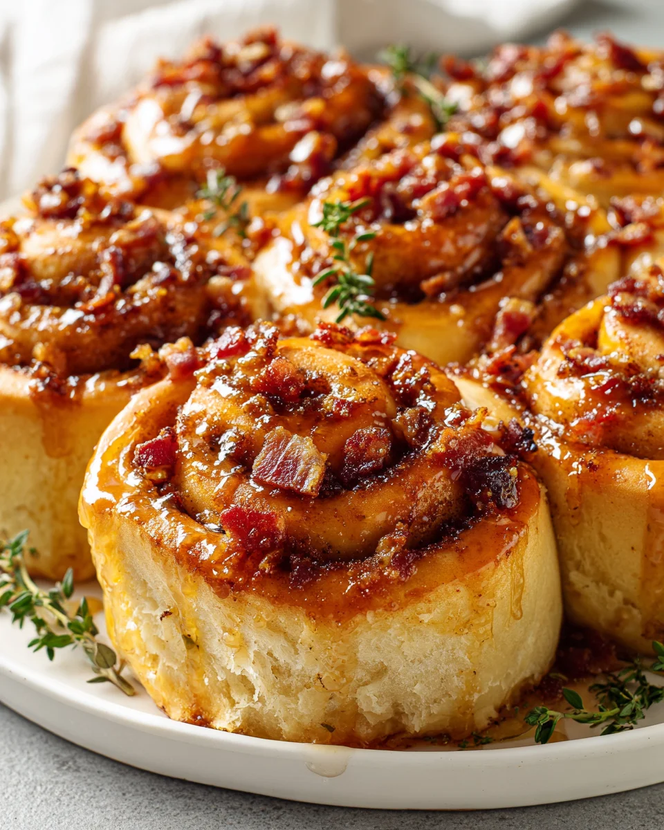 Irresistible Bourbon Extract Maple Beef Bacon Cinnamon Rolls