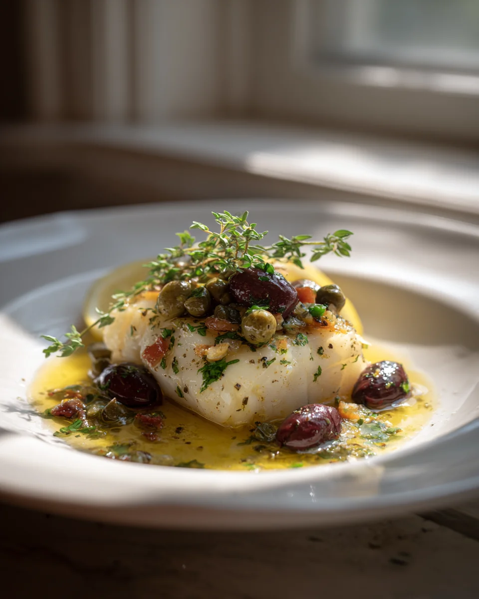 Baked Cod with Olives, Capers & Herbs - Easy Flavorful Recipe