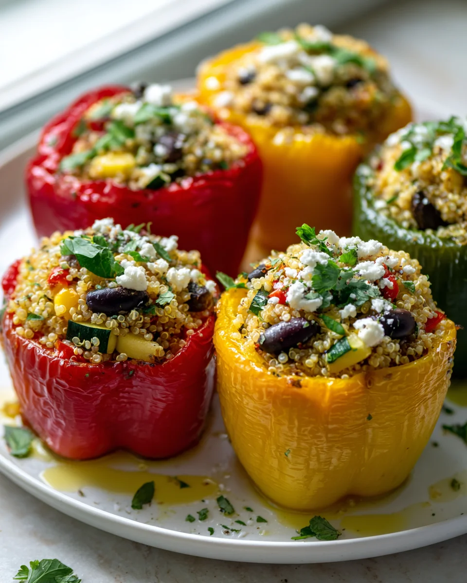 Delicious Quinoa Stuffed Bell Peppers with Fresh Vegetables