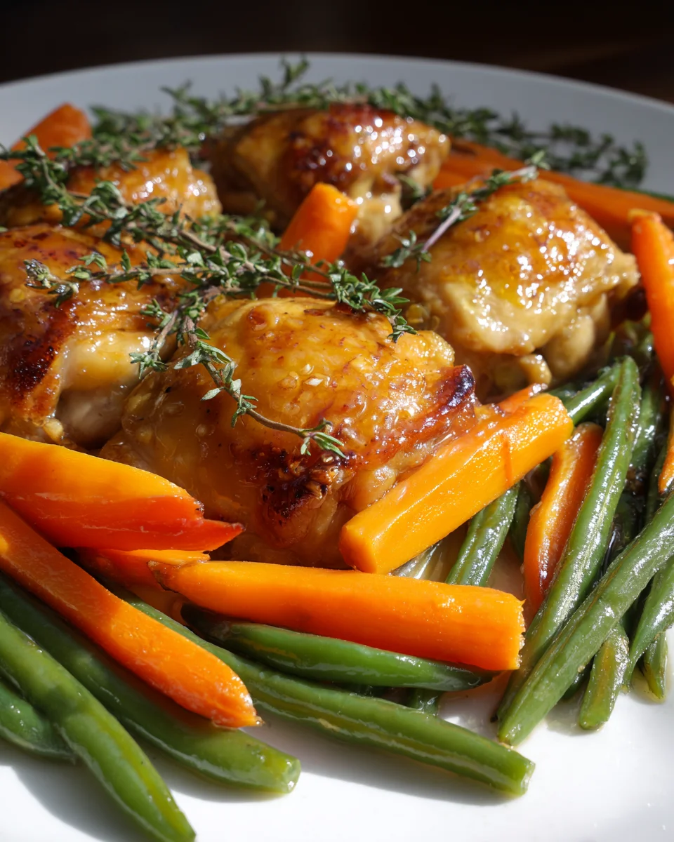 Honey Glazed Carrots & Green Beans Chicken Sheet Pan Dinner