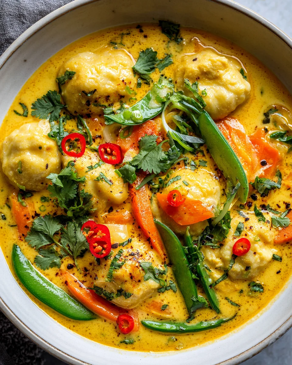 Thai Coconut Curry Chicken Soup with Dumplings Recipe Delight