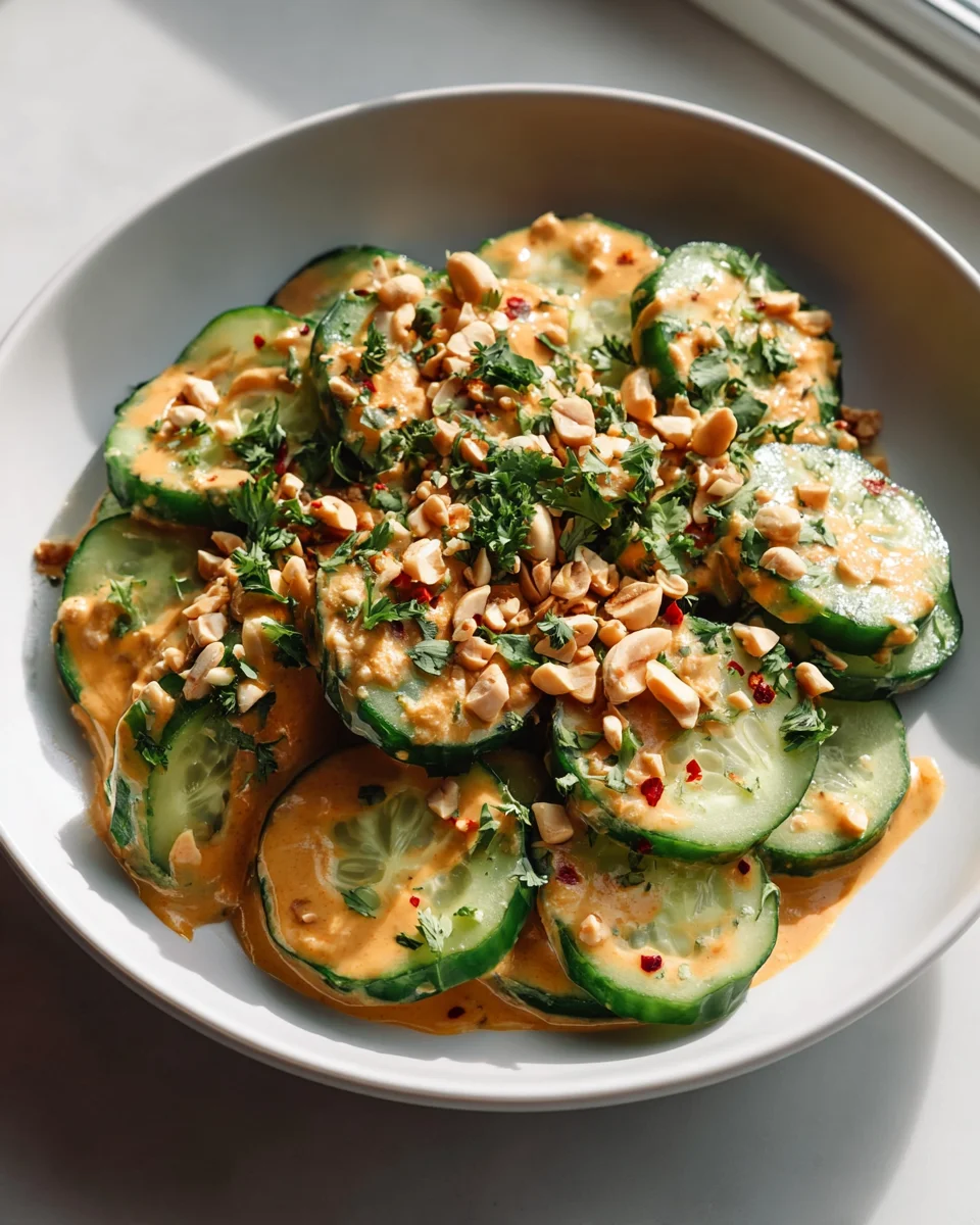 Cucumbers with Spicy Peanut Sauce