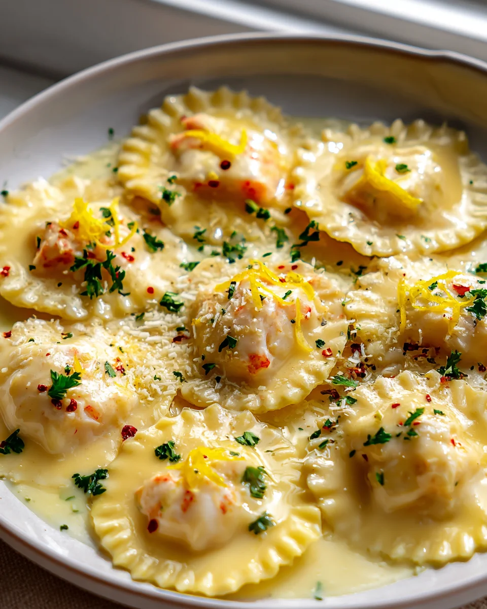 Lobster Ravioli in Zesty Lemon Butter Sauce Recipe Delight