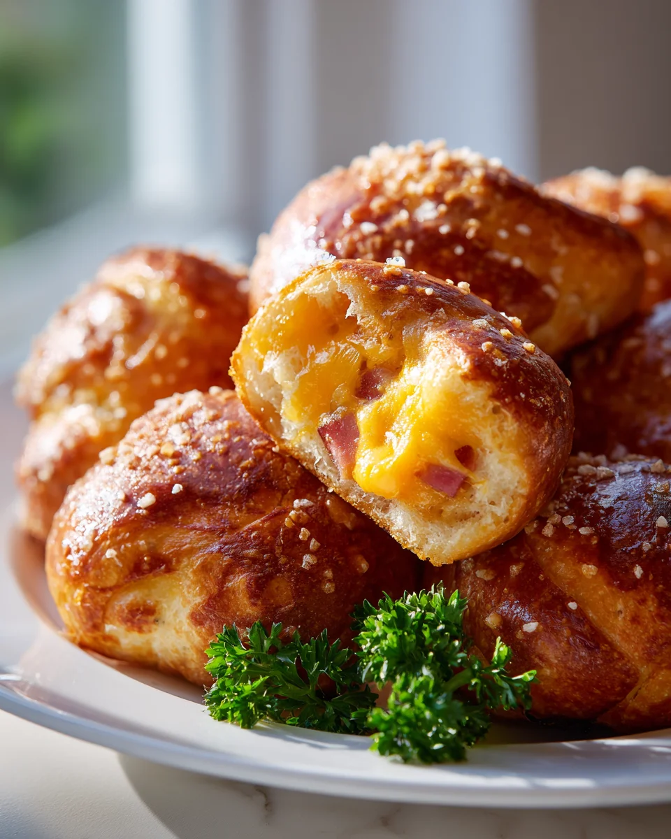 Beef Ham & Cheese Stuffed Pretzel Bites with Cheddar Recipe