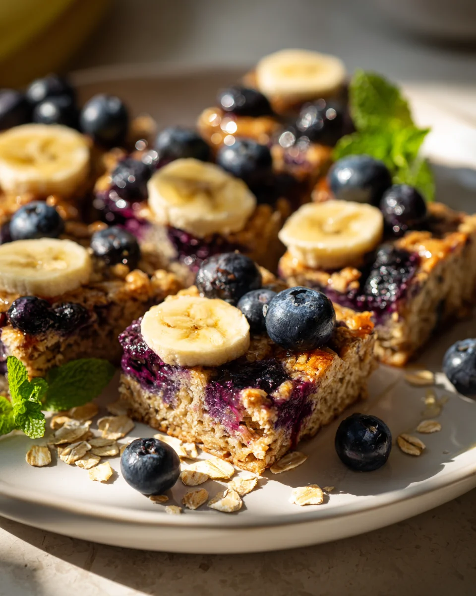 Delicious Blueberry Banana Oatmeal Breakfast Bars Recipe
