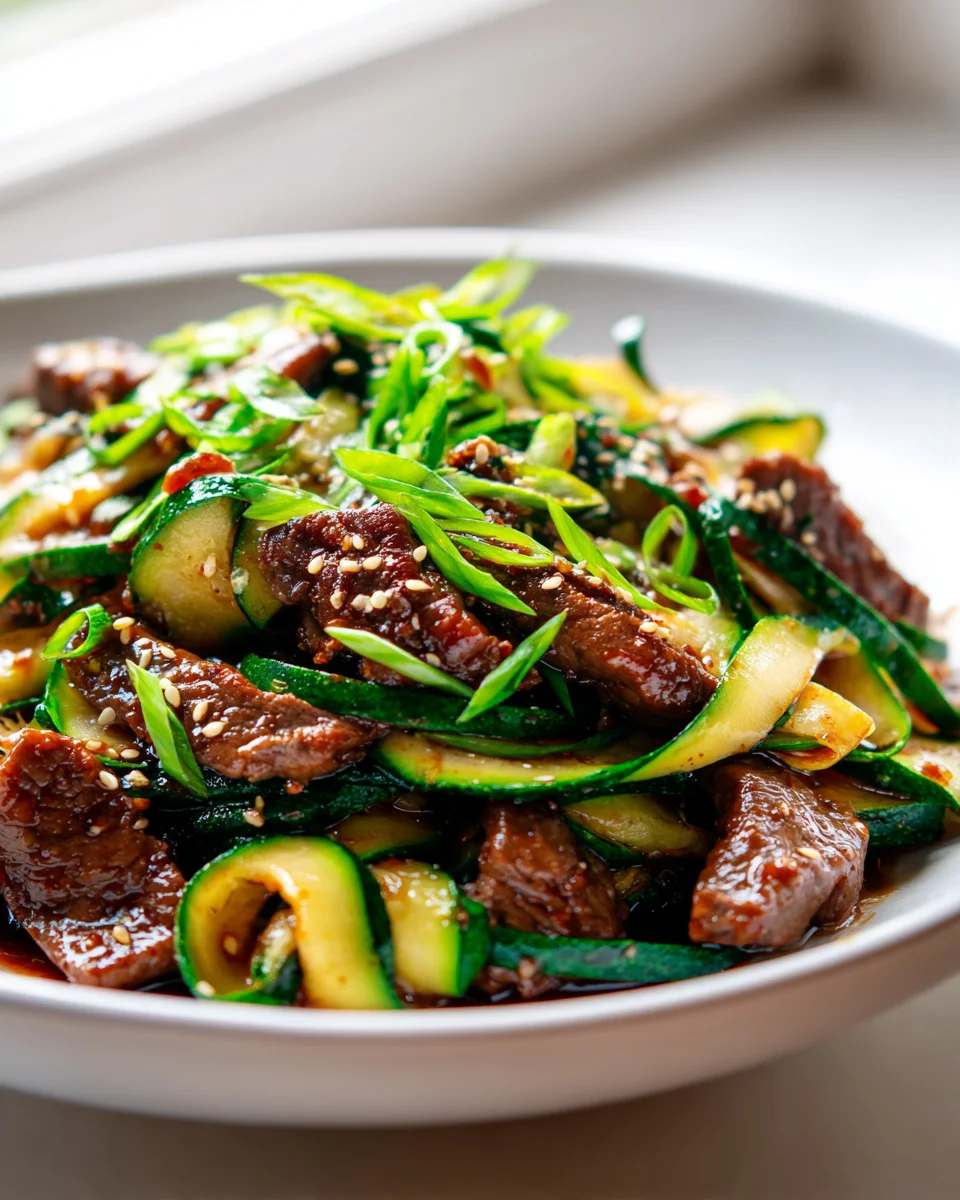 Spicy Beef & Zucchini Ribbon Stir Fry: Quick & Flavorful Recipe