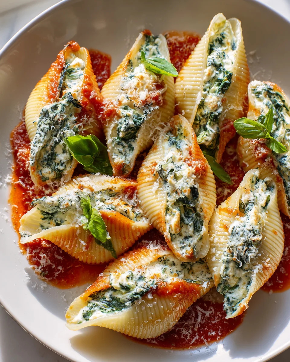 Festive Ricotta and Spinach Stuffed Shells