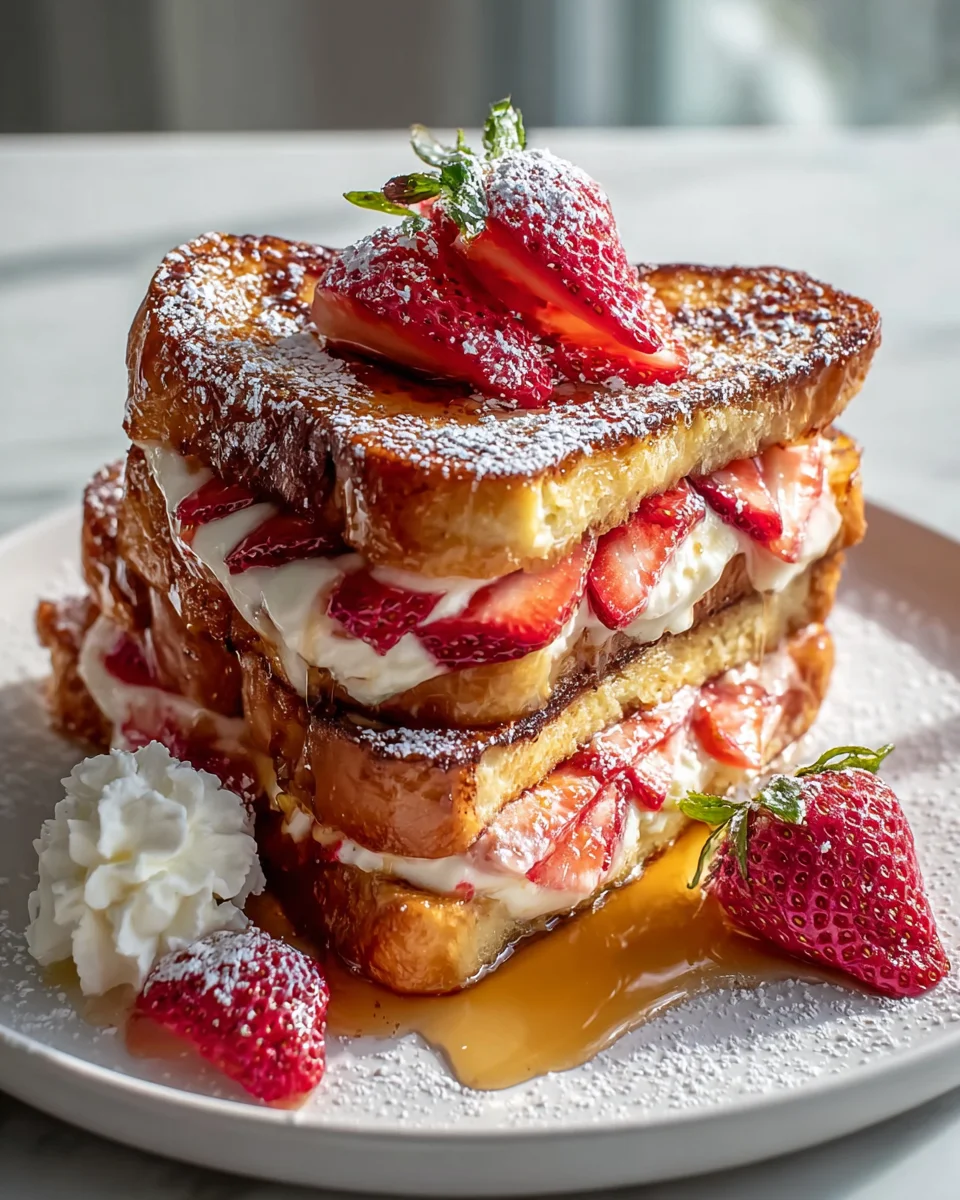 Delicious Strawberry Cheesecake Stuffed French Toast Recipe