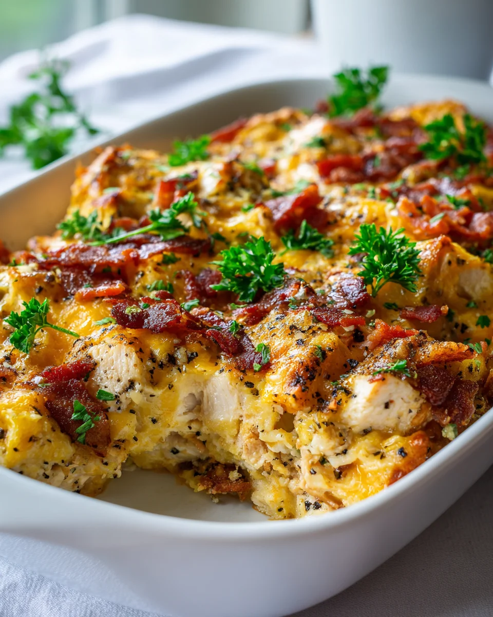 Low Carb Chicken Beef Bacon Cheese Casserole Delight
