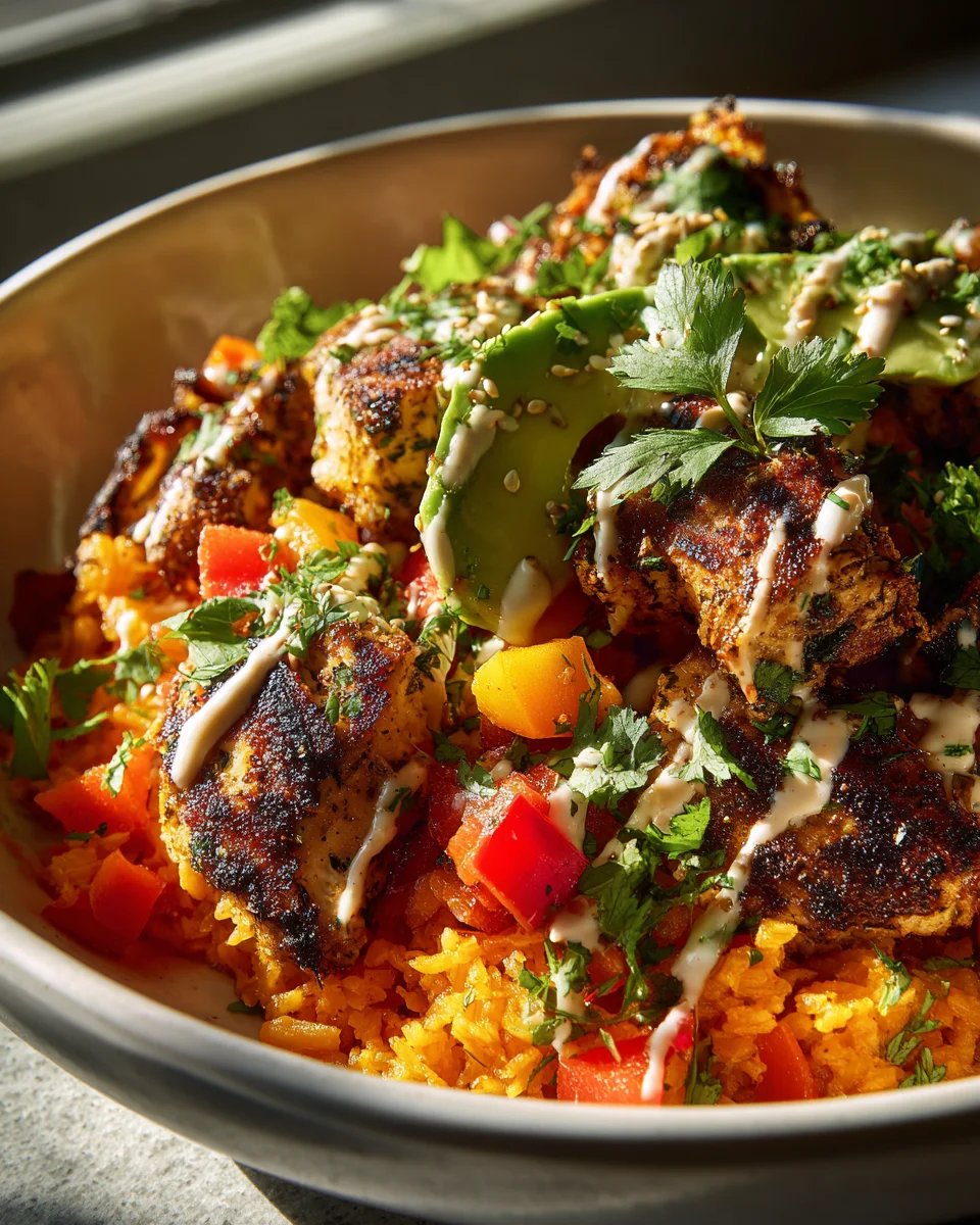 Mediterranean Chicken and Sweet Potato Rice Bowl Recipe Delight